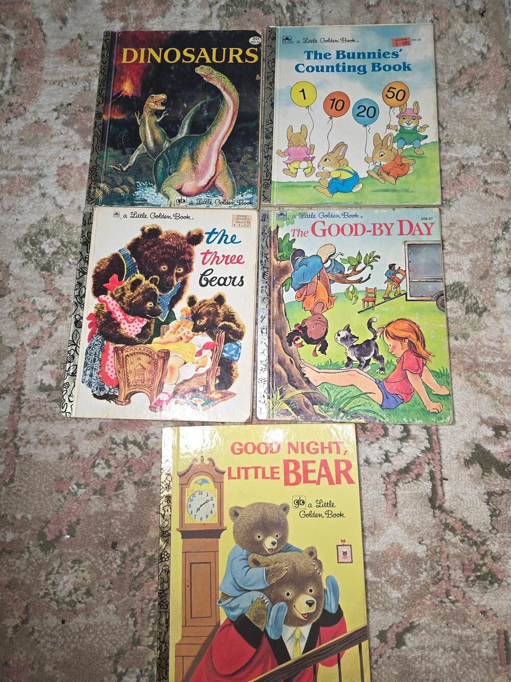 Lot of 5 Little Golden Books Dinosaurs and others